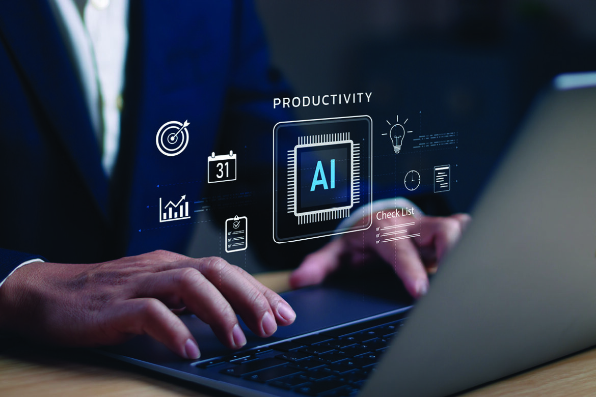 professional using AI on their laptop